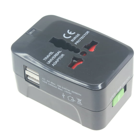 USB 2-Port International Charger for Samsung Galaxy S24 FE - Travel Adapter Plug Converter AC Power World Adaptor for Galaxy S24 FE