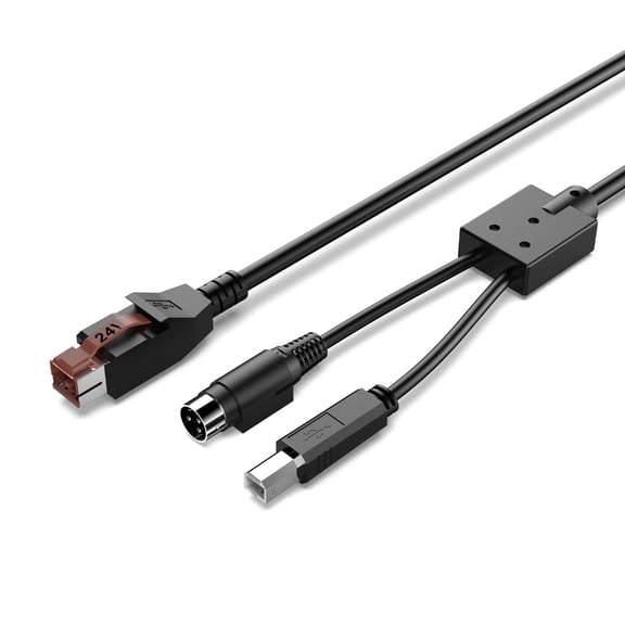 USB 24V Powered to 3Pin Power Din Male USB2.0 B Male Cable Terminals Connection Line for Printer Scanning Accessory