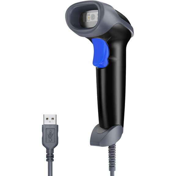 USB 2D Handheld Barcode Scanner, PDF417 Data Matrix Bar Code Reader, Wired Automatic QR Code Scanner with USB Cable for POS Mobile Payment, Convenience Store, Supermarket, Warehouse
