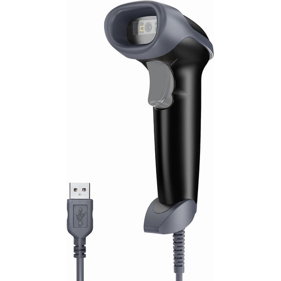 USB 2D Handheld Wired Barcode Scanner, Automatic QR Code Scanner PDF417 Data Matrix Bar Code Reader with USB Cable for POS Mobile Payment, Convenience Store, Warehouse, Supermarket