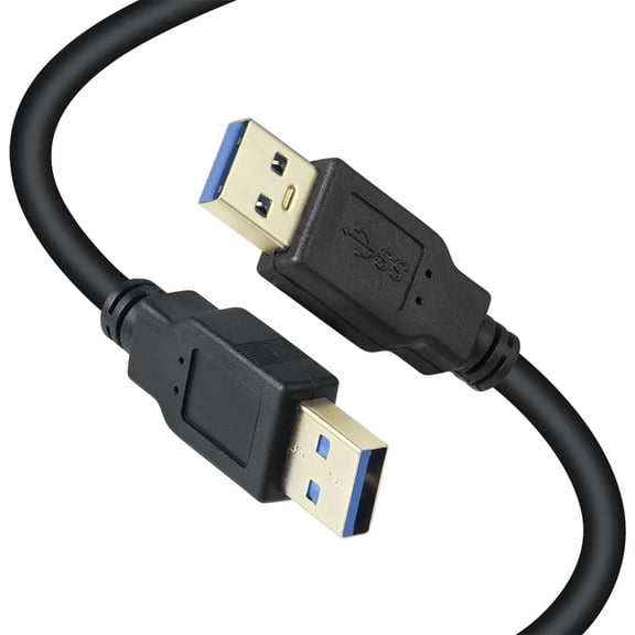 USB 3.0 10ft Type A Male to Male Cable – High-Speed 8Gbps Data Transfer Cord USB Durable & Plug-and-Play USB A to A Cable for Hard Drives,Cooling Pads,DVD Players & More,Black