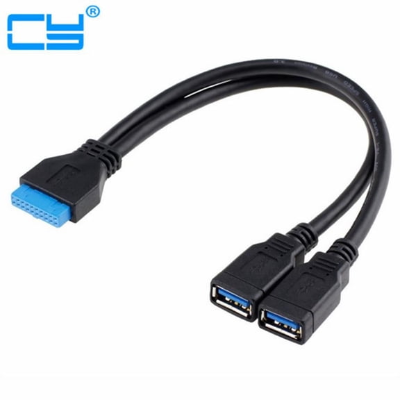 USB 3.0 20Pin Female To Double A Female USB3.0 Cable 20p F To AF 0.25m 0.8ft 5Gbps Support USB 2.0