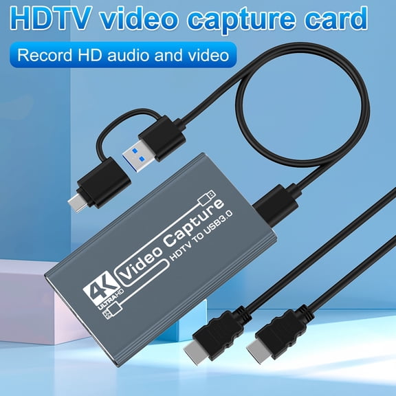 USB 3.0 4K HDR Capture Card with Loop-Out, 1080P 60FPS/2K 30FPS for Gaming Stream, Compatible with PS5, Switch, PC, OBS (Grey)