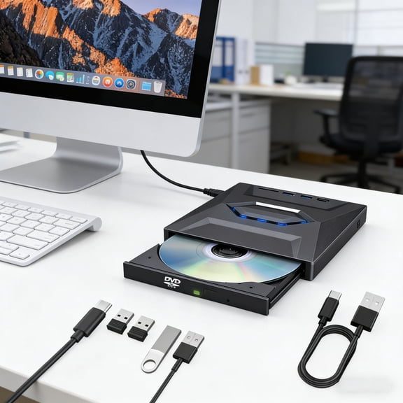USB 3.0 7 in 1 External DVD Drive Blu-ray Player Type-C CD DVD Burner for Laptop PC