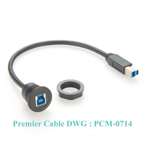 USB 3.0 B Male to Female Extension Cable Flush Panel Mount Embedded USB Type B Printer Cable for Hard Disk Scanner Automation