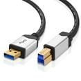 thumbnail image 1 of USB 3.0 Cable A-Male to B-Male (15 FT) Type A to B Male Premium Gold Plated SuperSpeed USB Adapter Connector Bi-Directional Extender Cord Wire Plug, 1 of 4