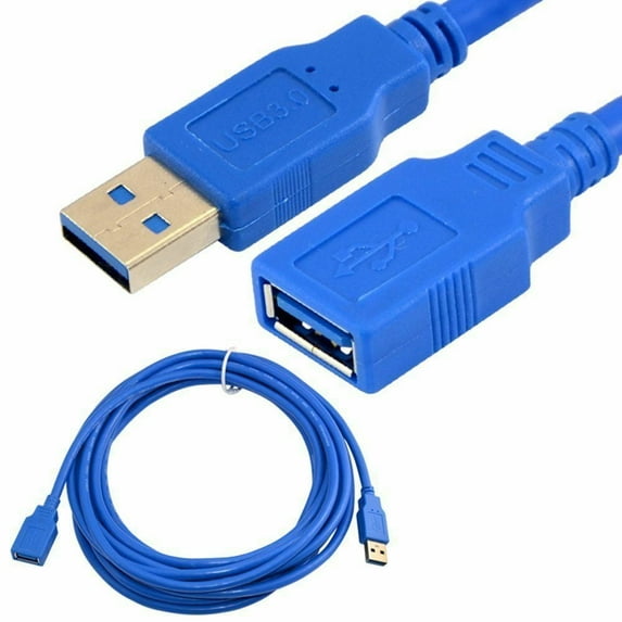 USB 3.0 Extension Cable 5FT, USB A Male to Female Cord Extender Durable Braided High Data Transfer Compatible with Printer, USB Keyboard, Flash/Hard Drive, Blue