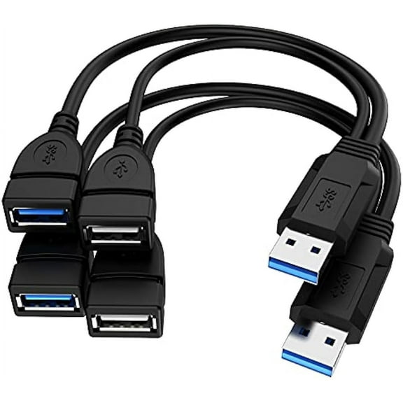 USB 3.0 Female to Male Splitter Cable(2pack),USB 3.0 Female to Dual USB Male 1 to 2 Sync Data Charging Converter Y Extension Cable Cord for PC/Car/Laptop/U Disk/Network Card/Hard Disk etc.