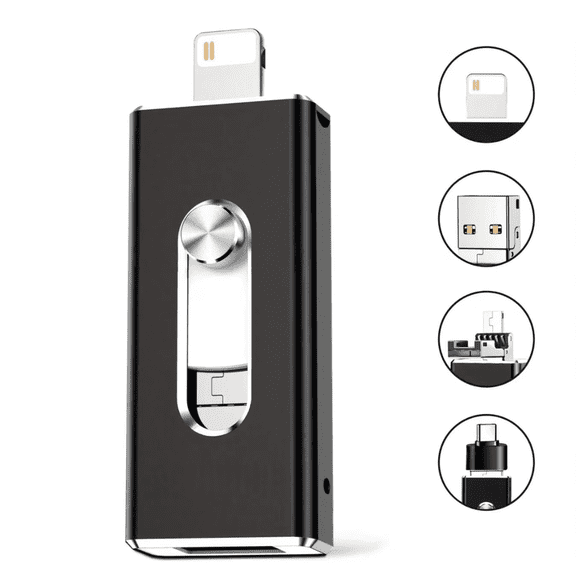 256GB USB 3.0 Flash Drive for iPhone3-In-1  USB External Storage Thumb Drive OTG Pendrive Android Phone and Computer-Black