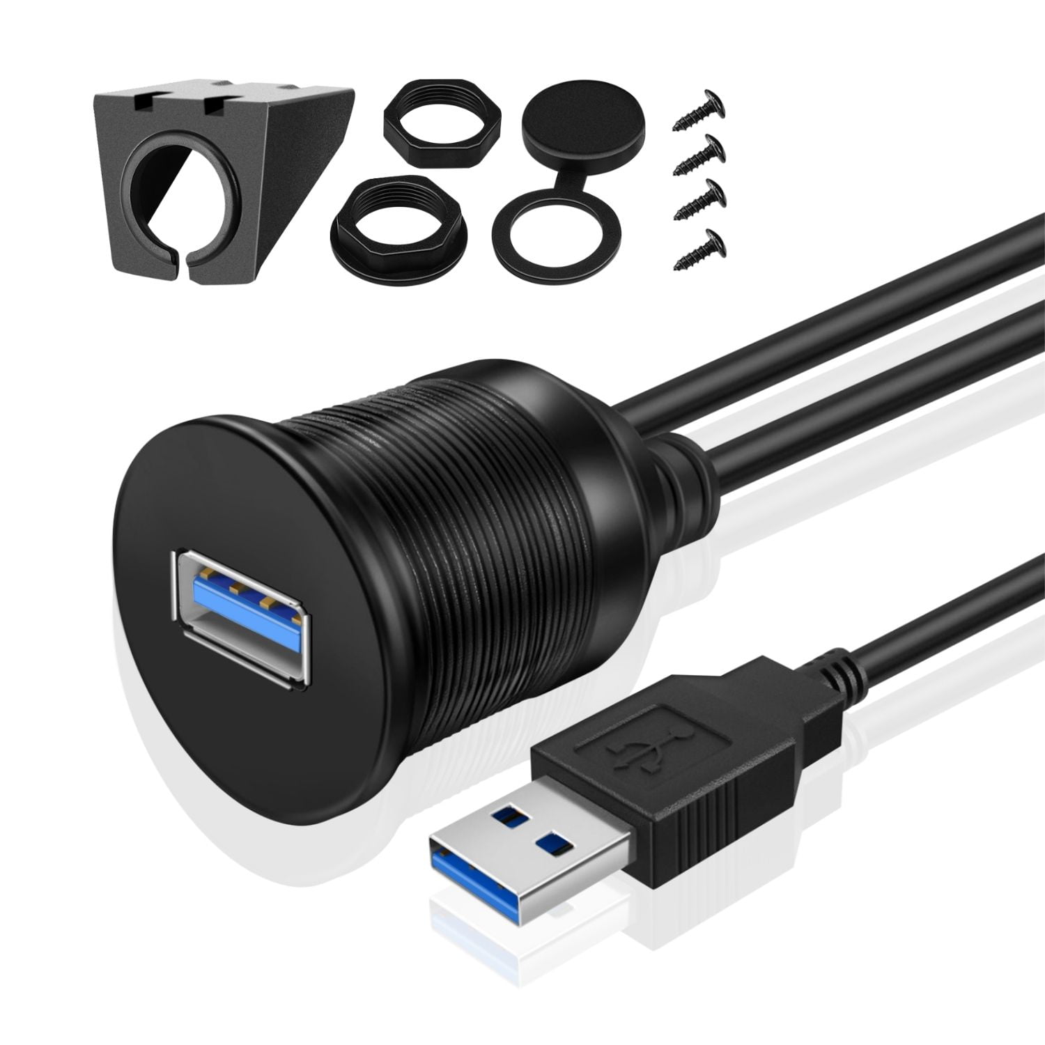 USB 3.0 Flush Mount Cable Dashboard Panel Dash Mount 1 Port Dual USB