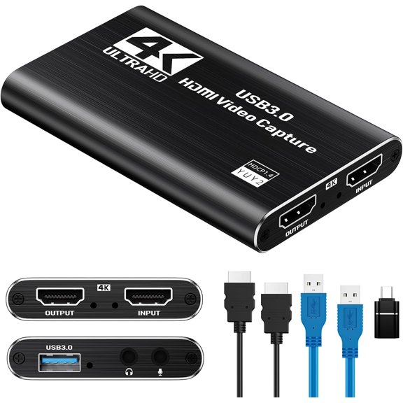 USB 3.0 HDMI Capture Card, 2K30 FPS Capture with 4K Pass-Through