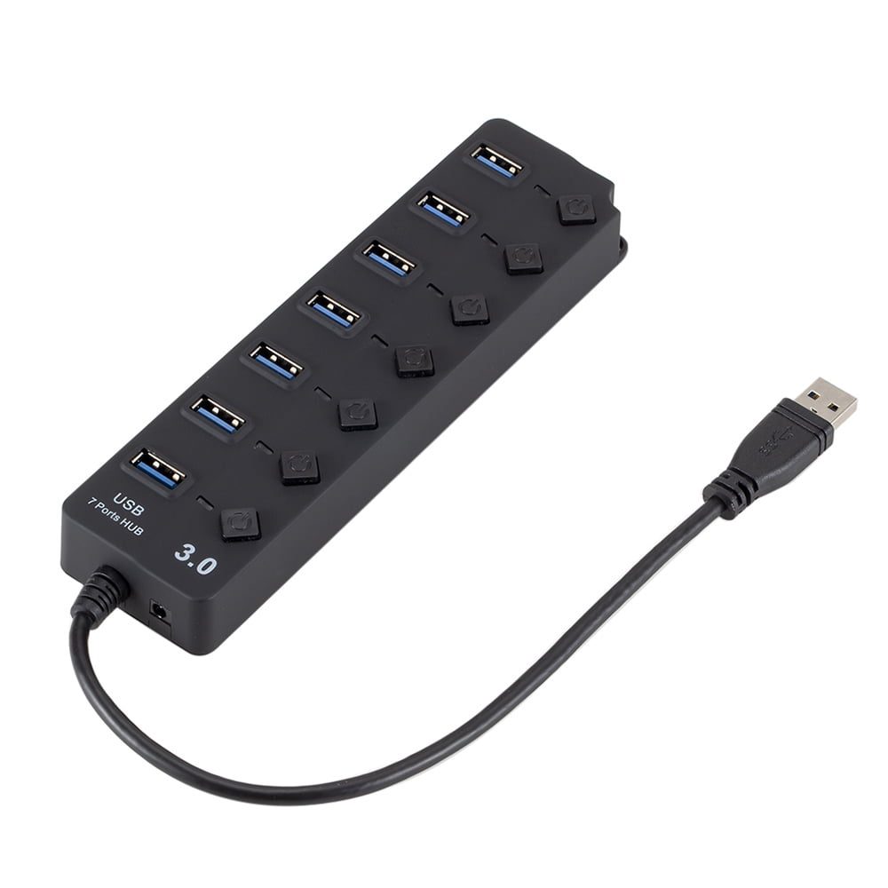 Multiprise Cable Cordon Adaptateur 7Port HUB USB 2.0 Splitter ON/OFF Switch  Noir 8433799088966