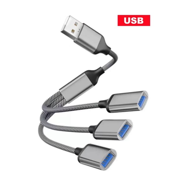 USB 3.0 Hub, 3-Port USB Splitter, USB-A to USB 3.0 Adapter Cable, 30cm Multi-Port Expander for Laptop, PC, Mac