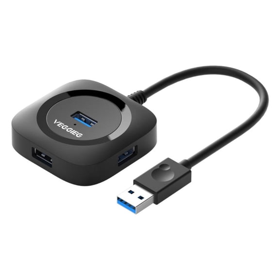 USB 3.0 Hub 4-Port High Speed Data Transfer 5Gbps with Individual Power Switches for Laptop PC Computer Accessories Black