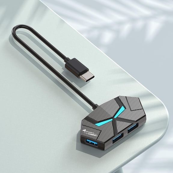 USB 3.0 Hub, 4-Port Splitter, Extender with Power Port for Laptop, PC, , Gamepad,Flash Drive, HDD, Console, Printer, Camera,Keyborad, Mouse,USB Fan