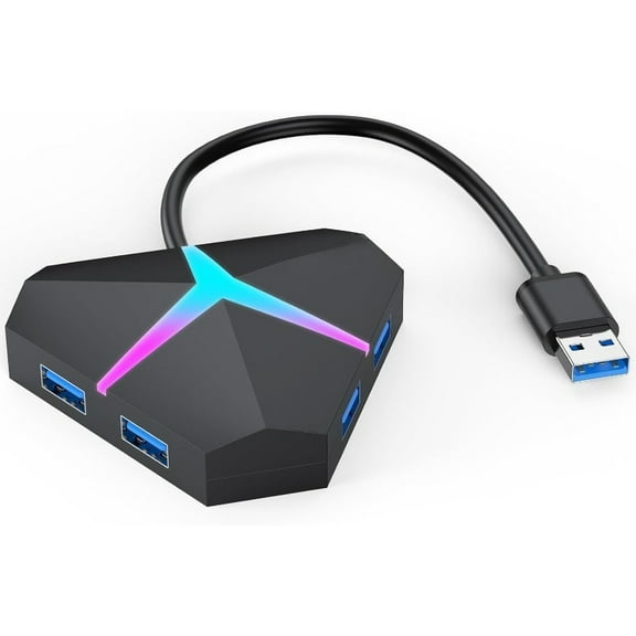 USB 3.0 Hub, 4-Port USB 3.0 Powered Hub, Extra Large Multi USB Port Extender Adapter for Charging and High-Speed ​​Data Transfer