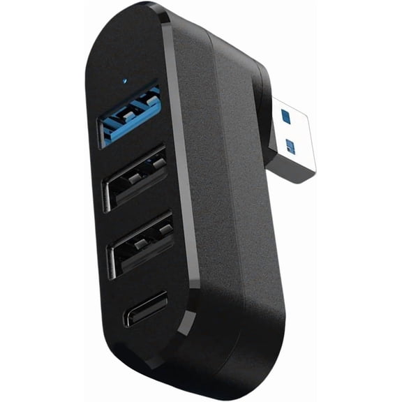 USB 3.0 Hub,4-Port USB Hub,USB Splitter with 3 USB Ports & 1 USB C Power/Data Port,90°/180° Degree Rotatable,Mini USB Extender for PC,PS4,PS5,Xbox,Keyboard,Mac,Laptop,Printer,Mouse