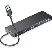 USB 3.0 Hub, 4 Ports USB A Splitter Ultra Slim Mini USB Expander, Multiple USB Hub for Laptop, PC, Xbox, Flash Drive, HDD, Console, Printer, Camera, Keyborad, Mouse and More