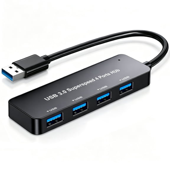 USB 3.0 Hub, 4Ports USB Hub USB Splitter Expander for Laptop, Xbox, Flash Drive, HDD, Console, Printer, Camera, Keyborad, Mouse(Not for Charging)
