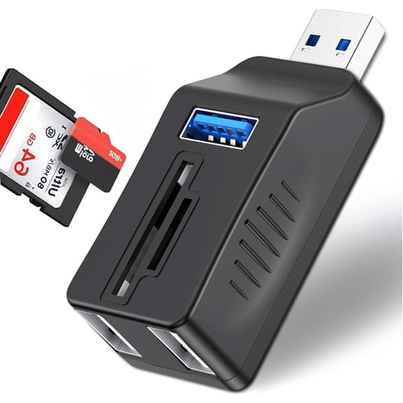 USB 3.0 Hub 5-Port with SD TF Card Reader,USB 3.0/2.0 Ports,USB Extender Adapter with Memory SD/Micro SD Card Reader,Portable USB Splitter Compatible with Laptop,PC,Camera, Flash Driver, HDD,Dash Cam