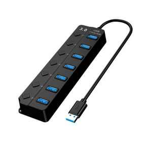 USB 3.0 Hub 7-Port, USB Splitter with 30cm Long Cable, LED Individual On Off Switches, High-Speed 5Gbps Data Transfer for Laptop, PC, /5, Flash Drive, Mobile HDD