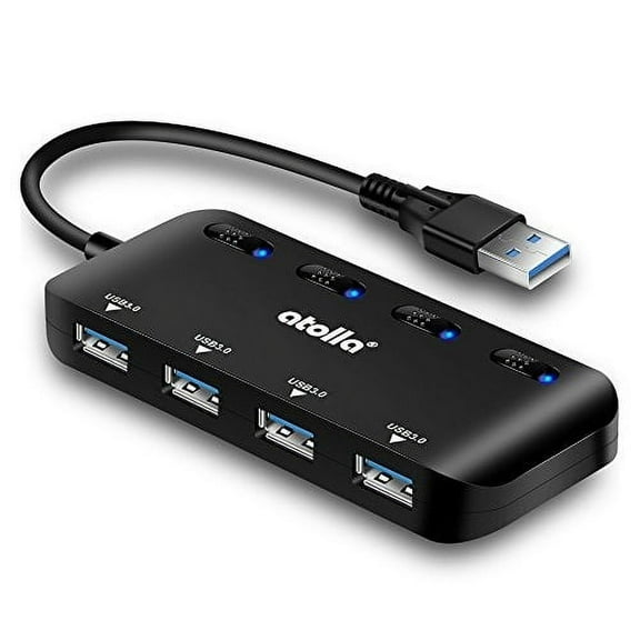 USB 3 0 Hub Splitter USB Extender 4 Port USB Ultra Slim Data Hub with Individual Power Switch and LED