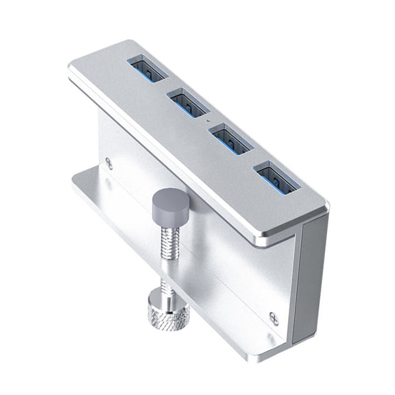 USB 3.0 Hub with Clip-On Design Four Ports, Aluminum Alloy, 100cm Cable, Easy to Attach to Desktop or Monitor, Plug and Play