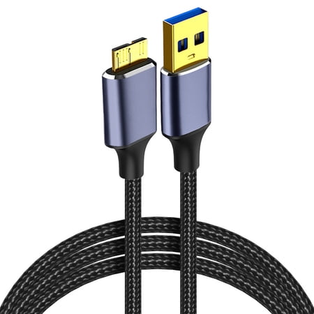 USB 3.0 to Micro B Cable 10ft, External Hard Drive Cord 5Gbps SuperSpeed Data Transfer Nylon Braided for Seagate Toshiba WD My Passport LaCie, SSD, Camera, Brother Mobile Scanner, Laptop, Tablet