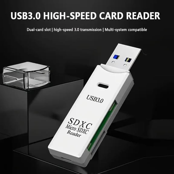 USB 3.0 Micro SD SDHC TF Card Reader Memory Adapter for PC Laptop Camera, White