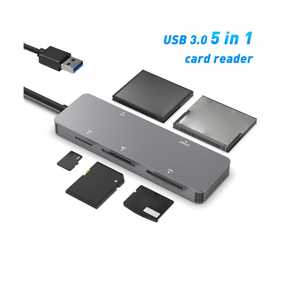 USB 3.0 Multifunction Card Reader CFast//XD/SD/TF Card Reader 5 in 1 USB Card Reader 5Gbps for PC Laptop Accessories