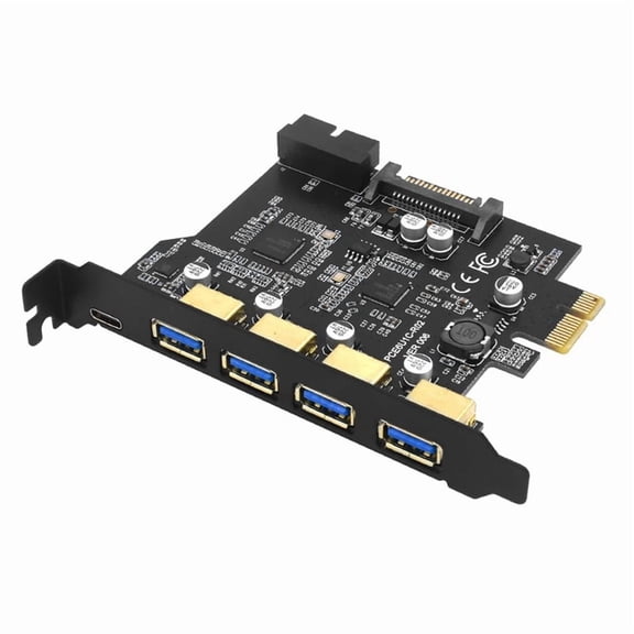 OPP USB 3.0 PCIe Expansion Card with 4-Port USB 3.0 and USB 3.1 Type-C Header, PCIe 1x Adapter