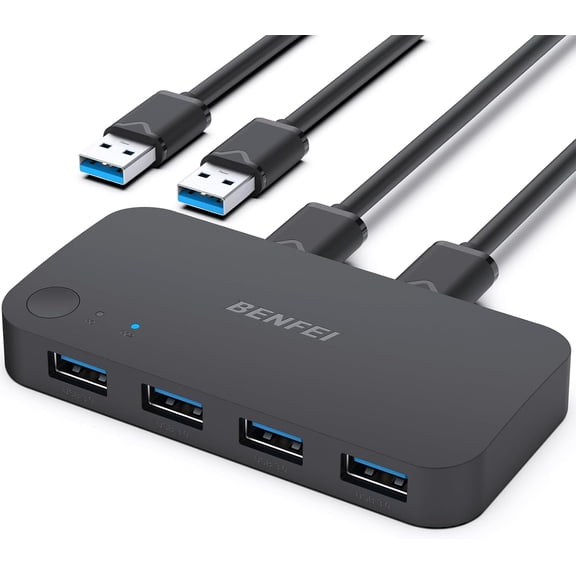 USB 3.0 Switch, USB Switch 2 Computers Share 4 USB for PC, Mouse, Keyboard, Printer, Scanner, USB KVM Switch Selector Compatible with Windows, Mac, Linux