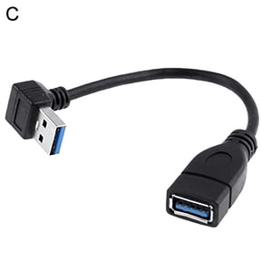 USB 3.0 Type A 90 Degree Right Angled Male to Female Extension Adapter Cable,Black C