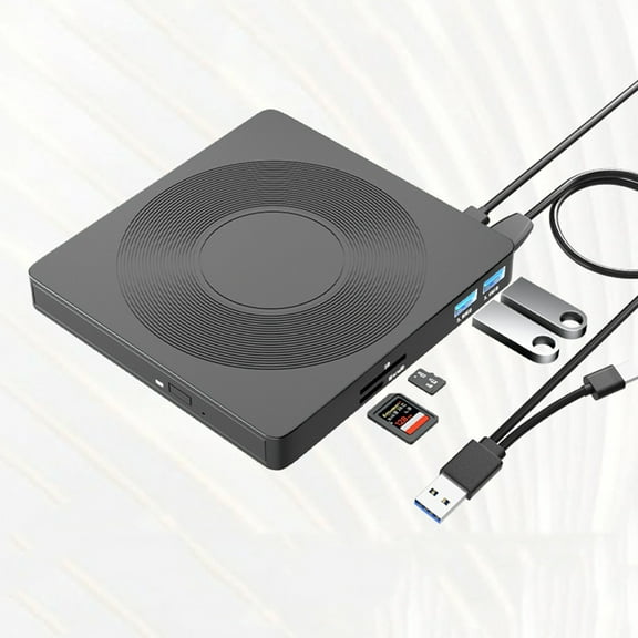 USB 3.0 Type-C External Optical Drive,6-in-1 Multifunctional DVD CD Burner Player,Portable Plug and Play Disc Drive,Compatible with Windows Mac,Video Music Playback System Installation Black