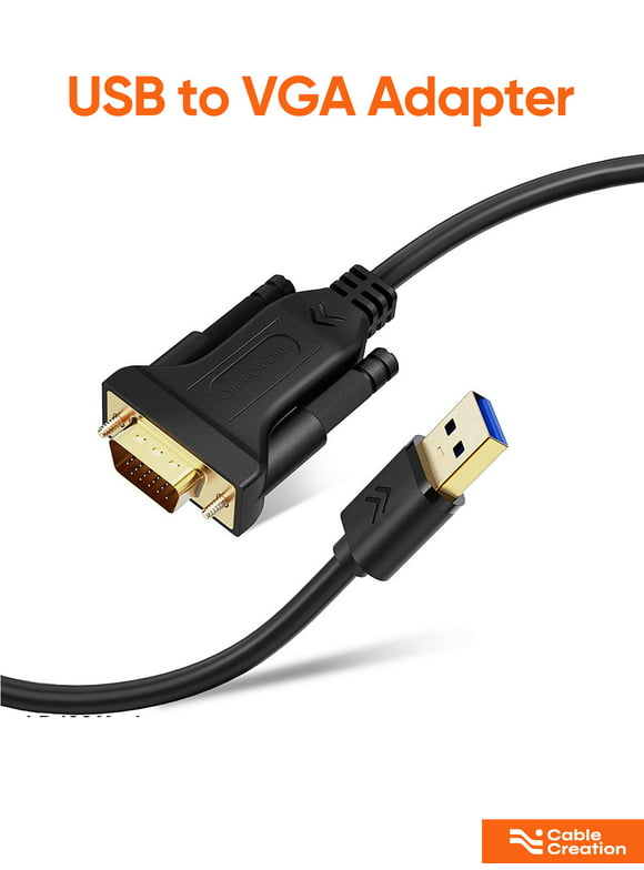 USB 3.0 to VGA Cable 6 Feet, CableCreation USB to VGA Adapter Cord 1080P @ 60Hz, External Video Card, Only Support Windows 10/8.1/8 / 7 (NO XP/Vista/Mac OS X), Black
