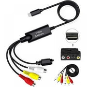 USB 3.0 Video Capture Card Device Converter, Easy to Use Capture, Edit and Save Analog Video to Digital Files for Your Mac OS X or Windows 7 8 10 PC, One Touch VHS VCR TV to DVD