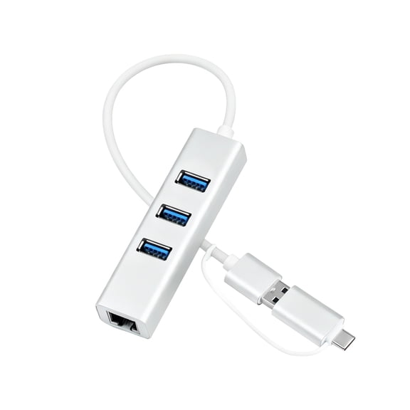 USB 3.0 to Ethernet Adapter, 3-Port USB-Hub with RJ45 Gigabit Ethernet Adapter for Laptop Support PC,Mac OS, Surface Pro,Linux,Chromebook and More