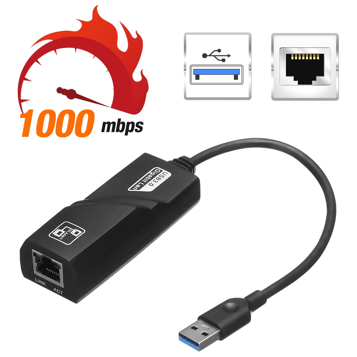 3.0 to RJ45 10/100/1000 Mbps Gigabit Ethernet LAN Network Adapter Card USB Network Internet Adapters PC Mac, Black - Walmart.com