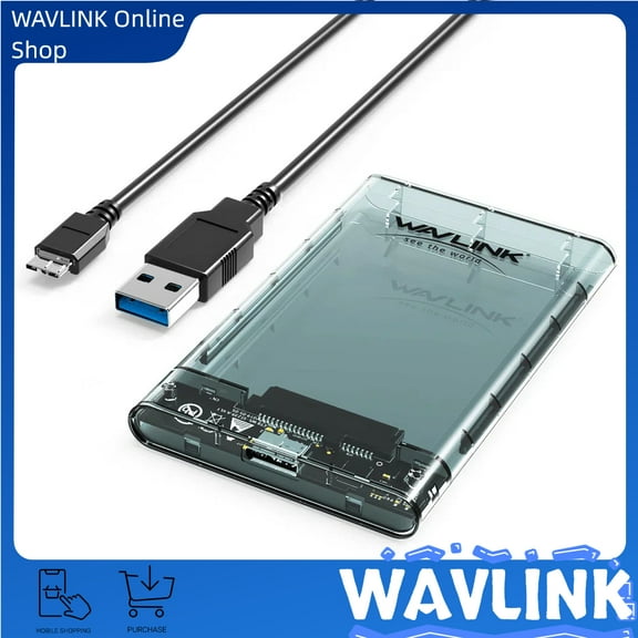 USB 3.0 to SATA External Hard Drive Enclosure for 2.5 inch 5mm/7mm/9.5mm SATA I/II/III HDD/SSD Support UASP Function, Max 4TB Tool-Free Design