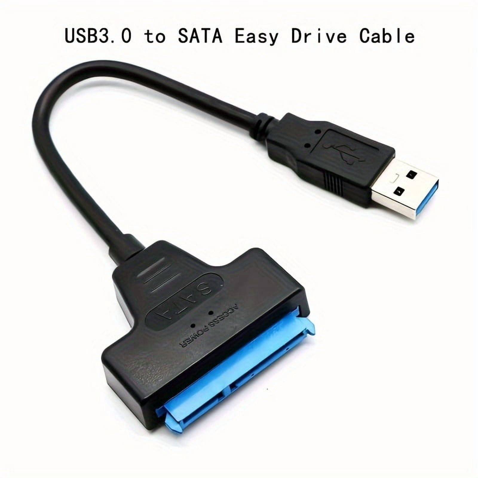 USB 3.0 to SATA III Adapter Cable for 2.5" SSD HDD, 6Gbps Fast Data Transfer, Supports up to 2TB, Plug and Play, Black with Blue Stripe