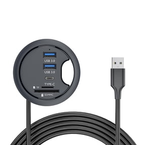 USB 3.0Hub Sound Card USB-C 2 Port USB 60mm Desk Grommet Splitter Dock Station Headphone Mic Audio Interface for Desktop PC Desk
