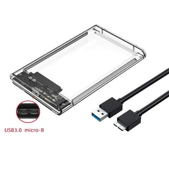 USB 3.1/Type C External Hard Drive Enclosure for 2.5 Inch SATA HDD and SSD Transparent Hard Disk Case Tool-Free Support UASP (USB 3.0)