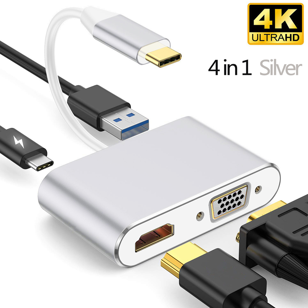 USB 3.1 TypeC Hub to HDMI Adapter 4K Thunderbolt 3 USB C Hub 3.0 RJ45