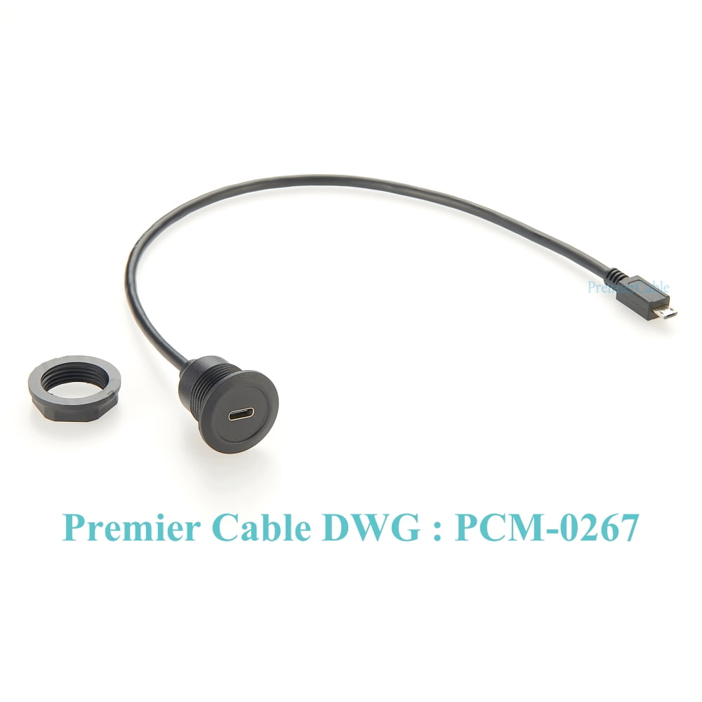 USB 3.1Type-C Female to Micro USB Type-B Male Panel Mount Cable USB C Male to Female Flush Mount Panel Mount Extension AUX Cable