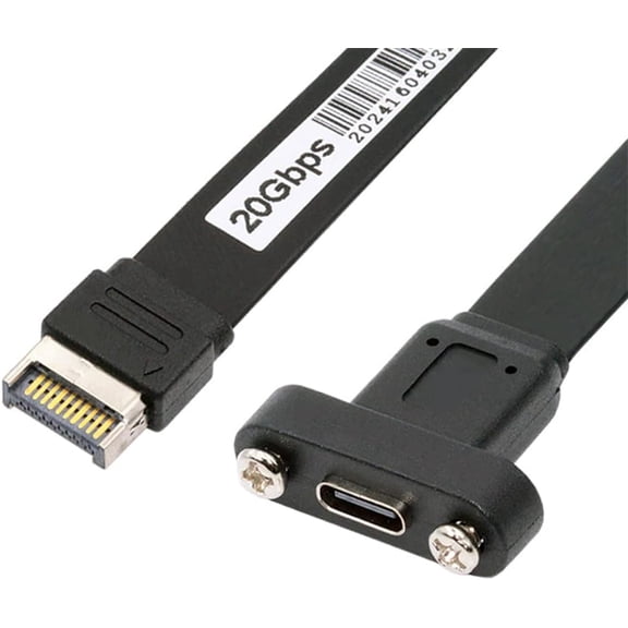 USB 3.2 20Pin Type-E IDC Front Panel Header to USB-C Type-C Female Extension Cable 20Gbps with Panel Mount Screw