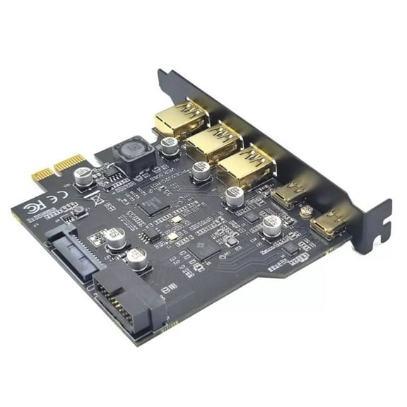 USB 3.2 GEN1 PCI-E Expansion Card 5 Port 2*Type-C 3*USB-A 19 Pin Connector 5Gbps TAPDRA Spare Part