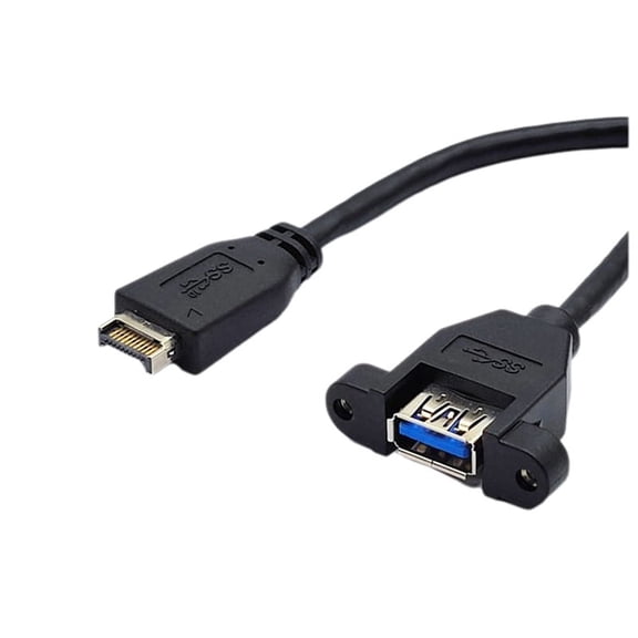 USB 3.2 Gen2 Front Panel Screw Mount Extension Cable 10Gbps 20Pin TYPE-E to USB3.2 TYPE-A Female Connector Extensor 60cm,1 * TYPE-E to USB3.2 Gen2 10Gb Extension Cable,Black