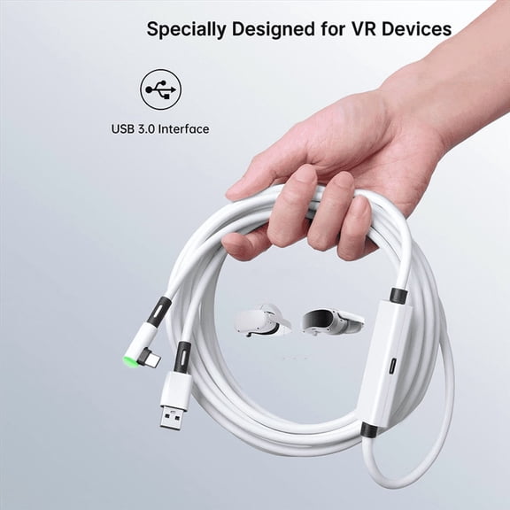 USB 3.2 VR Link & Fast Charge Cable, Dual-Port A To C Cable For PC VR Gaming And 18W Charging While Playing, Durable Braided VR Headset Data Sync Cable For Virtual Reality Accessories