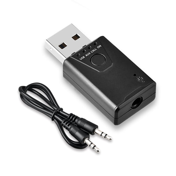 USB/3.5mm AUX Dual Output Car Audio Receiver BT 5.4 Bluetooth Adapter,Black ,Bluetooth 5.4