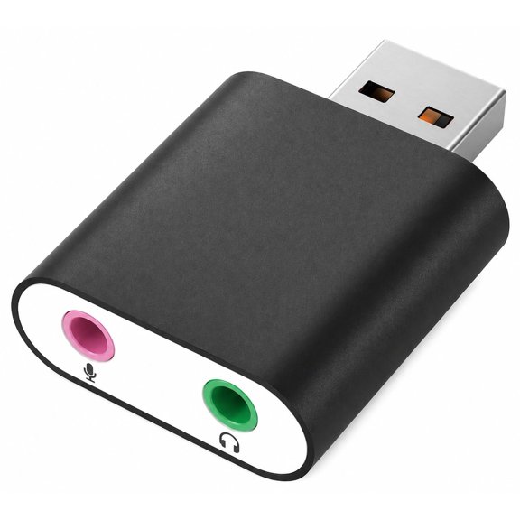 USB to 3.5mm Audio Adapter, External Sound Card with Dedicated Microphone and Headphone Jacks | Plug-and-Play Stereo Audio Converter for PC, Laptop, Mac, Raspberry Pi, PS5, and Linux